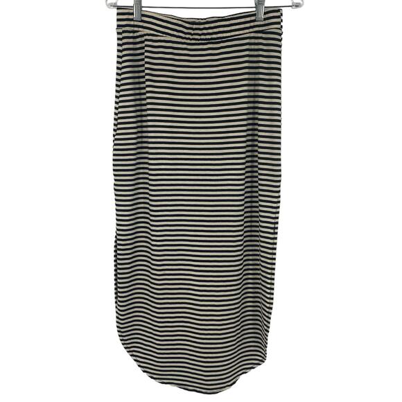 PAINTED THREADS Striped Double Slit Curved Hem Maxi Skirt Size Large Stretch - Picture 1 of 5